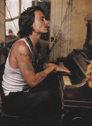 Johnny Depp Playing Piano