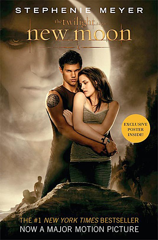 'New Moon' Book Cover - Taylor Lautner & Kristen Stewart.