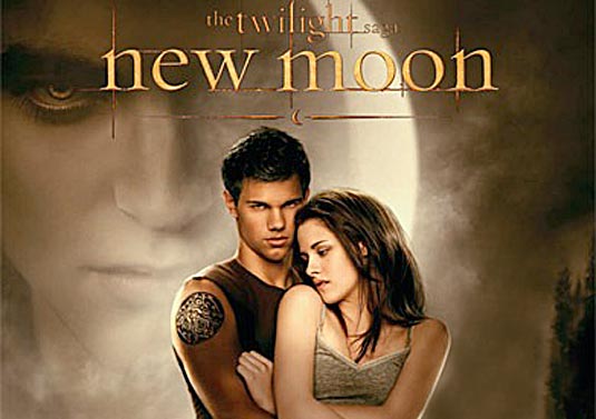 “New Moon” Book Cover: Taylor Lautner and Kristen Stewart