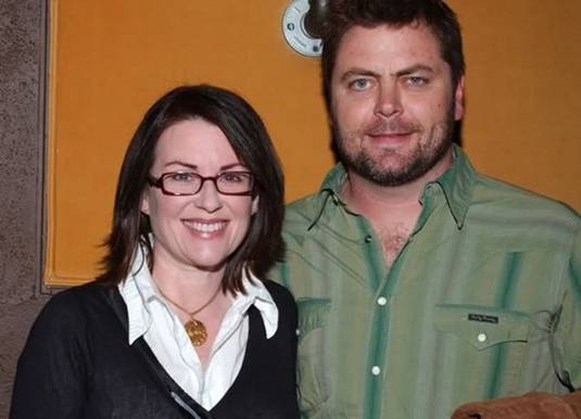 Megan Mullally Nick Offerman Gay Dude Hey dudes a bunch of comedy names 