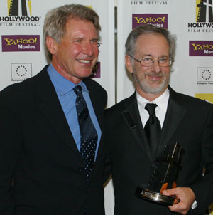 Steven Spielberg and Harrison Ford