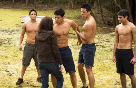 New Moon - Kristen Stewart as Bella Swan and Wolfpack New Moon - Kristen Stewart as Bella Swan and Wolfpack