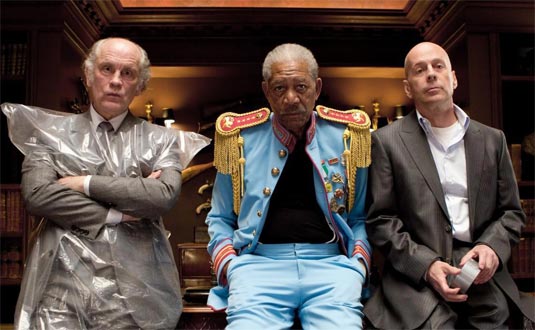 Red - John Malkovich (Marvin Boggs), Bruce Willis (Frank Moses) and Morgan Freeman (Joe Matheson) Red - John Malkovich (Marvin Boggs), Bruce Willis (Frank Moses) and Morgan Freeman (Joe Matheson)