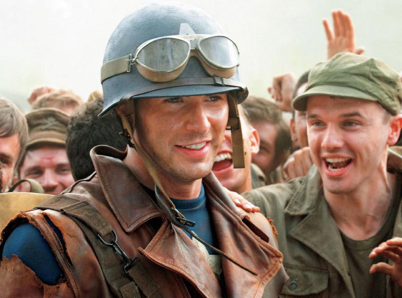 Chris Evans as Steve Rogers in Captain America: The First Avenger