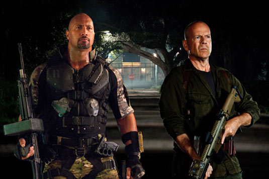 Dwayne Johnson and Bruce Willis in G.I. Joe Retaliation