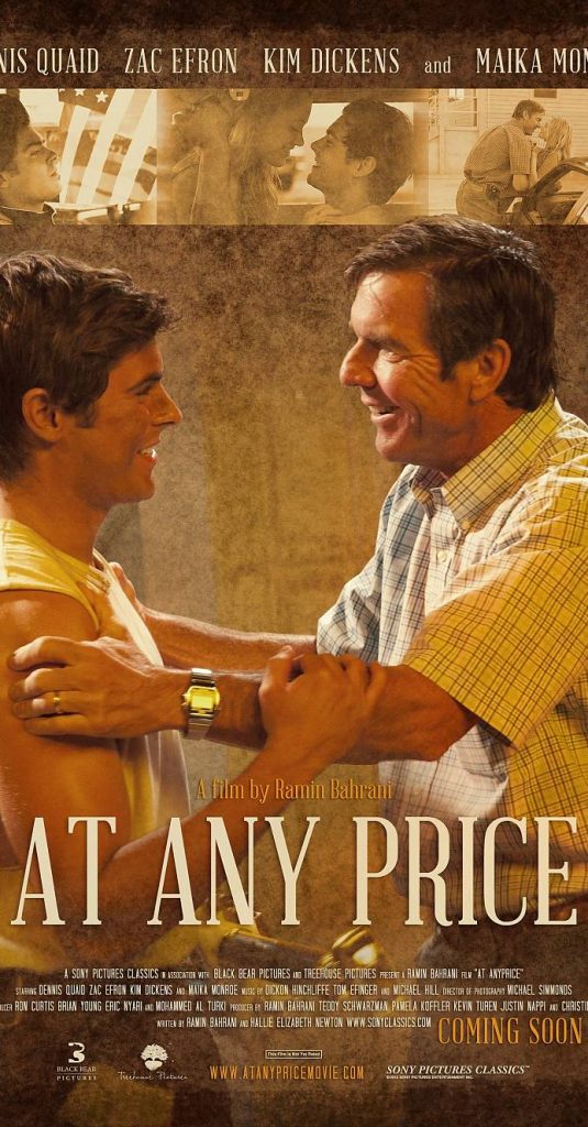 First Trailer & Poster For AT ANY PRICE, Starring Zac Efron & Dennis