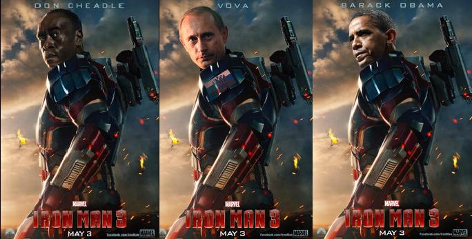 IRON MAN 3 Cheadle, Obama, Putin