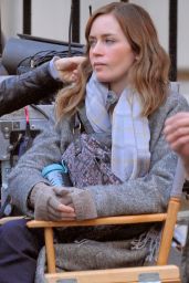 Emily Blunt on the Set of GIRL ON THE TRAIN in New York City