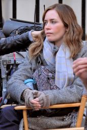 Emily Blunt on the Set of GIRL ON THE TRAIN in New York City