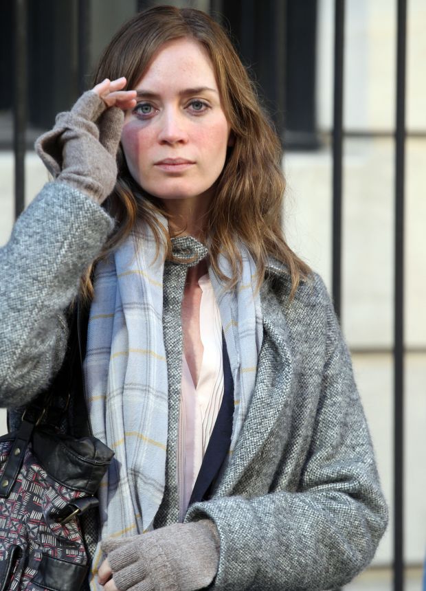 Emily Blunt on the Set of GIRL ON THE TRAIN in New York City