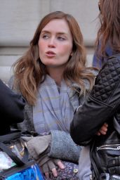 Emily Blunt on the Set of GIRL ON THE TRAIN in New York City