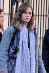 Emily Blunt on the Set of GIRL ON THE TRAIN in New York City