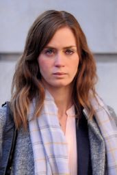 Emily Blunt on the Set of GIRL ON THE TRAIN in New York City