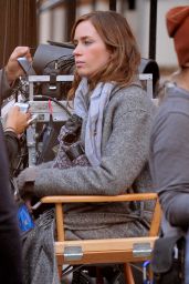 Emily Blunt on the Set of GIRL ON THE TRAIN in New York City