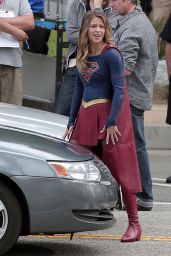 SUPERGIRL Set Photos in Los Angeles - Melissa Benoist