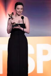 Mikey Madison accepts the award for best lead performance for "Anora" during the Film Independent Spirit Awards on Saturday, Feb. 22, 2025