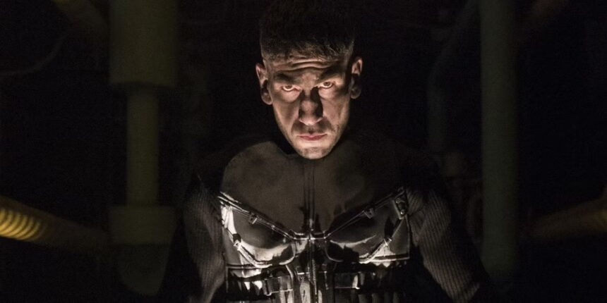 Bernthal’s Punisher silhouetted in a dark alley