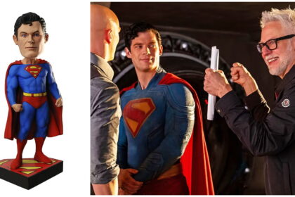 Superman Bobblehead James Gunn on set
