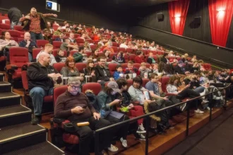 A crowded AMC theater