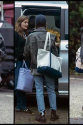 Lily Collins on the London set of Close Personal Friends